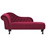 Chaise Lounge Burgundy Left Hand Velvet Buttoned