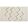 Area Rug Beige Cotton 80 X 150 Cm Minimalistic Hand Tufted Design Geometric Pattern