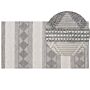 Area Rug Light Beige And Grey Wool Polyester 80 X 150 Cm Hand Woven Geometric Pattern