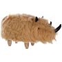 Animal Rhino Children Stool Sand Beige Faux Fur Upholstered Wooden Legs Nursery Footstool