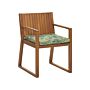 Garden Chair Light Acacia Wood 80 X 59 Cm With Leaf Pattern Green Cushion