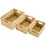 Homcom Set Of 3 Wicker Storage Baskets, Woven Baskets With Handles, For Organizing, Storage Boxes For Shelves, Bedroom, Living Room, Bathroom, Natural Tone