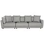 3-seater Sofa Light Grey Polyester Fabric Upholstery Couch Footstool Extra Throw Cushions