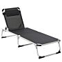 Outsunny Foldable Reclining Sun Lounger Lounge Chair Camping Bed Cot With Pillow 5-level Adjustable Back Aluminium Frame Black