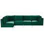 Right Hand Modular Corner Sofa Green Velvet 5 Seater L-shaped Silver Metal Legs