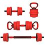 Sportnow 20kg Four-in-one Adjustable Weight Dumbbells Set, Barbell, Kettlebell, Push Up Stand - Red