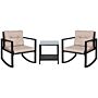 Outsunny 2 Seater Rattan Rocking Set Patio Bistro Table Chairs Conversation W/ Cushion