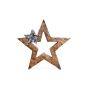 Wood & Silver Metal Star Decoration 20cm