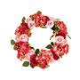 Door Wreath Red And Pink Handmade Decorative Artificial Flower Round 50 Cm Table