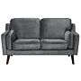 Sofa Grey 2 Seater Velvet Wooden Legs Classic