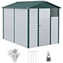 Outsunny 9ft X 6ft Galvanized Metal Garden Shed, Outdoor Storage Shed With Sloped Roof, Lockable Door, Tool Storage Shed, White