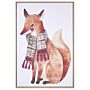 Canvas Art Print Brown Mdf Frame 93 X 63 Cm Modern Motif Fox Animal For Kids