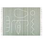 Area Handwoven Rug Light Green Polyester 140 X 200 Cm Rectangle Abstract Pattern With Tassels Rectangular