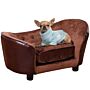 Pawhut Dog Sofa Chair With Legs, Pet Couch With Soft Cushion For Extra Small Dogs Cats, Brown, 68.5 X 40.5 X 40.5 Cm