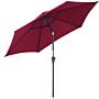 Outsunny 2.7m Tilting Parasol Sun Parasol Outdoor Garden Umbrellas Sun Shade Aluminium Frame With Crank（wine Red）