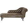 Chaise Lounge Brown Right Hand Faux Suede Buttoned