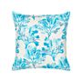 Scatter Cushion White And Blue Cotton 45 X 45 Cm Marine Coral Pattern Square Polyester Filling