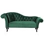 Chaise Lounge Dark Green Velvet Button Tufted Upholstery Left Hand With Cushion