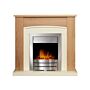 Adam Chilton Fireplace In Oak & Cream With Colorado Electric Fire In Brushed Steel, 39 Inch