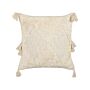 Scatter Cushion Light Beige Cotton 45 X 45 Cm Geometric Pattern Tassels Removable Cover With Filling