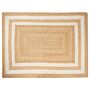 Area Rug Beige Jute 300 X 400 Cm Braided Handmade Framed Pattern Natural Boho Style Textile