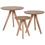 Nest Of 3 Tables Light Wood Tripod Base Scandinavian Style Beliani