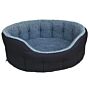 P&l Premium Oval Drop Fronted Bolster Style Heavy Duty Fleece Lined Softee Bed Black/silver Grey Size Large Internal L76cm X W64cm X H24cm