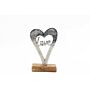 Metal Silver Heart Love On A Wooden Base Small