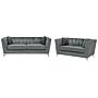 2 + 3 Seater Sofa Set Grey Nail Head Trim Panel Tufting