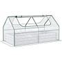 Outsunny Raised Garden Bed With Greenhouse, Steel Planter Box With Plastic Cover, Roll Up Window, Dual Use For Flowers, Vegetables, Fruits, Clear