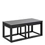 Cornus Square Coffee Table Set In Matt Black Set Of 3