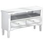 Mirrored Sideboard Silver With 2 Drawers Chest With Crystal Knobs