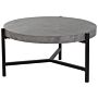 Coffee Table Grey Concrete Effect Top Black Metal Legs 75 Cm Round