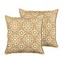 Set Of 2 Scatter Cushions Beige Cotton 45 X 45 Cm Geometric Pattern Handmade Removable Cover With Filling