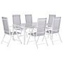 7 Piece Garden Dining Set Grey Aluminium Dining Table With 6 Foldable Chairs