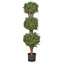 Artificial Potted Buxus Ball Tree Green Plastic Leaves Material Solid Wood Trunk 120 Cm