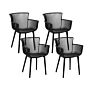 Set Of 4 Dining Chairs Black Plastic Garden With Armrests