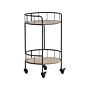 Kitchen Trolley Black Metal 64 Cm Construction Light Wood Shelves Round With Shelf And Castors Industrial