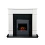 Linton Fireplace With Downlights In Pure White & Granite With Oslo Electric Fire, 48 Inch