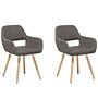 Set Of 2 Dining Chairs Taupe Fabric Upholstery Light Wood Legs Modern Eclectic Style