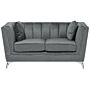 2 Seater Sofa Grey Nail Head Trim Panel Tufting