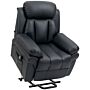 Homcom Lift Stand Assistance Chair Recliner Sofa Pu Leather Extra Padded Design Electric Power W/ Remote Black