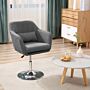 Homcom Swivel Accent Chair Contemporary Vanity Armchair With Adjustable Height Thick Cushion Lumbar Support Armrest