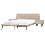 Bedroom Set Beige Faux Leather Eu King Size 5ft3 Bed 2 Bedside Tables Bed Bench