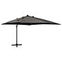 Vidaxl Cantilever Umbrella With Pole And Led Lights Anthracite 300 Cm