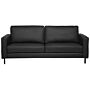 Sofa Black Leather 3 Seater Metal Legs Upholstered Back