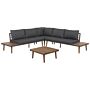 Corner Sofa Garden Set Grey And Brown Acacia Wood 5 Seater With Coffee Table