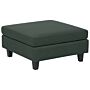 Ottoman Footstool Dark Green Polyester Fabric Upholstered Square Minimalist Modern Modular Sofa Element