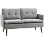 Homcom 2 Seater Sofas, Fabric Couch, Button Tufted Love Seat With Cushions, Grey