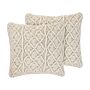 Set Of 2 Decorative Cushions Light Beige Cotton Macramé 45 X 45 Cm Rope